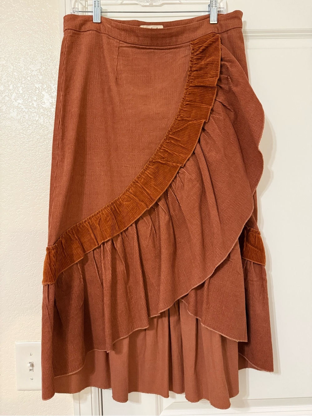 Listicle Rust Ruffle High-Low Skirt
